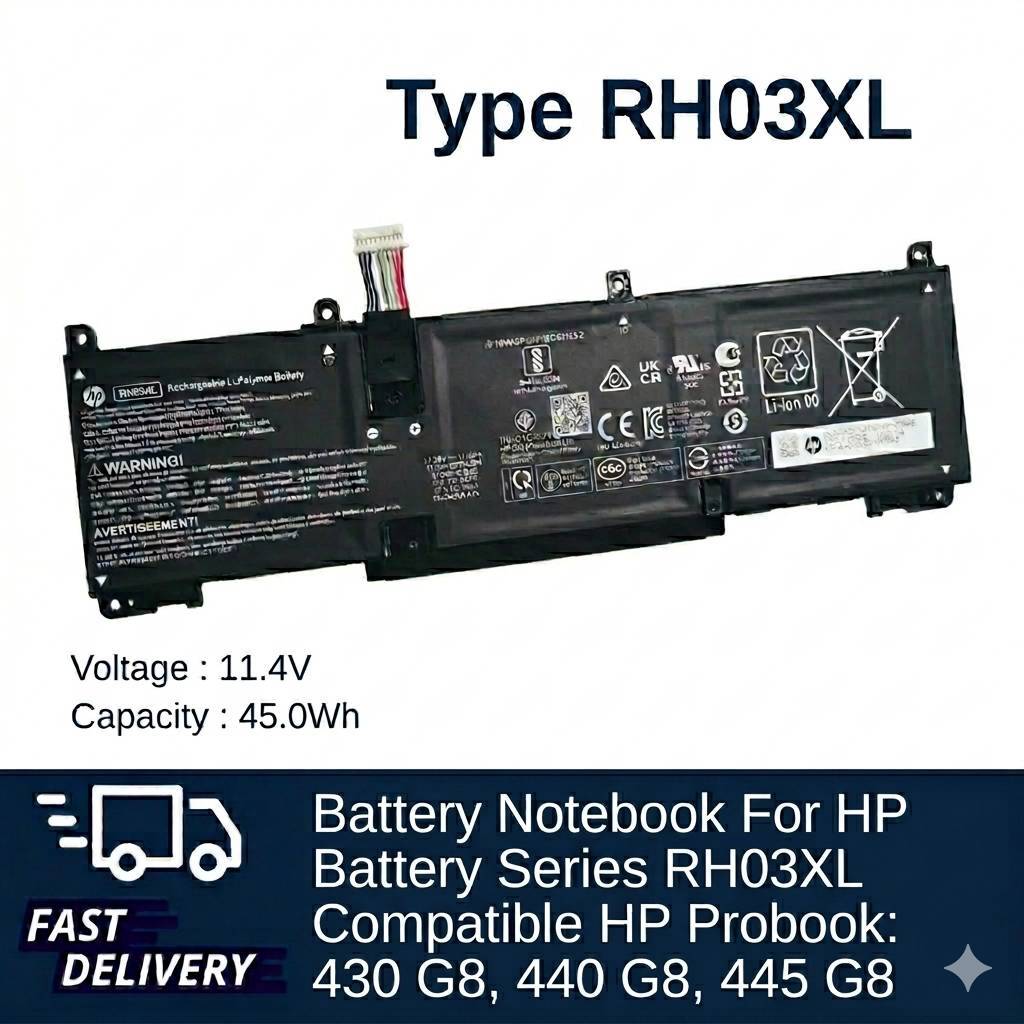 แบตเตอรี่ โน๊ตบุ๊ค Compatible with for RH03XL ProBook 430 440 445 450 G8 / 630 640 650 G8 Series) ปร