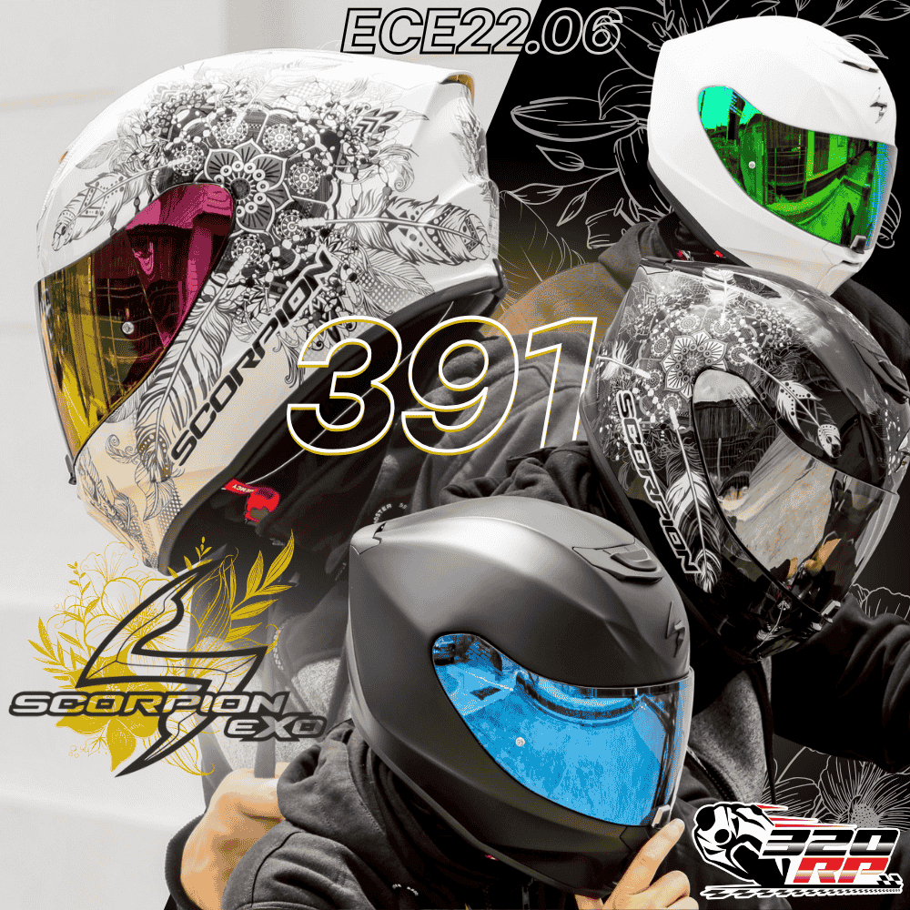 แถมฟรีบลูทูธ !! หมวกกันน็อคเต็มใบชิลด์ใส SCORPION รุ่น EXO-391  มีชิลด์ปรอทจำหน่ายแยก 320SP ราชพฤกษ์