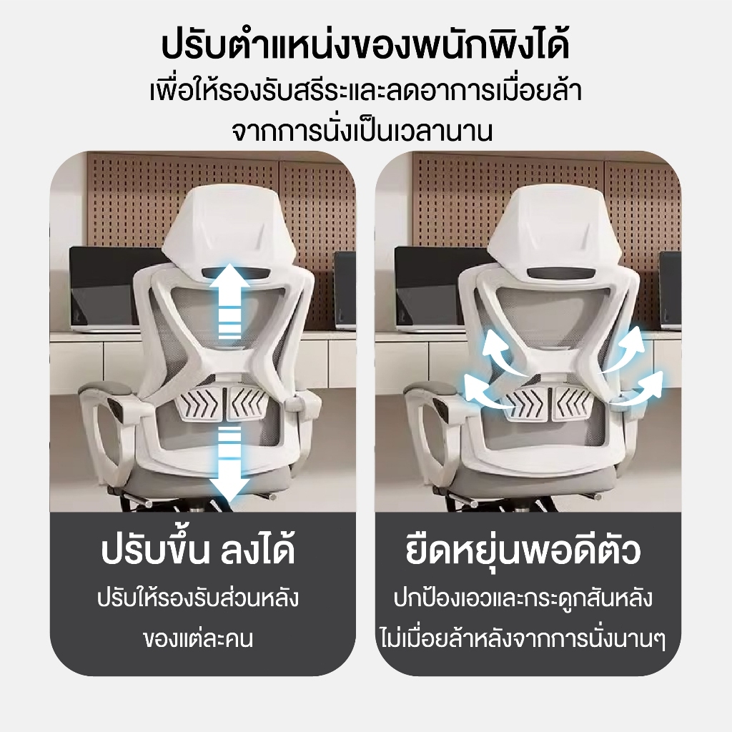 VENTO เก้าอี้เกมมิ่ง เก้าอี้ออฟฟิศ ปรับความสูงได้ เอียงได้ 150 องศา เก้าอี้คอมพิวเตอร์ สไตล์โมเดิร์น รูปที่ 5
