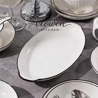 Elowen Kitchen จาน ชาม ถ้วยน้ำจิ้ม เซรามิกสไตล์ญี่ปุ่น ลายยามาดะ เข้าไมโครเวฟได้