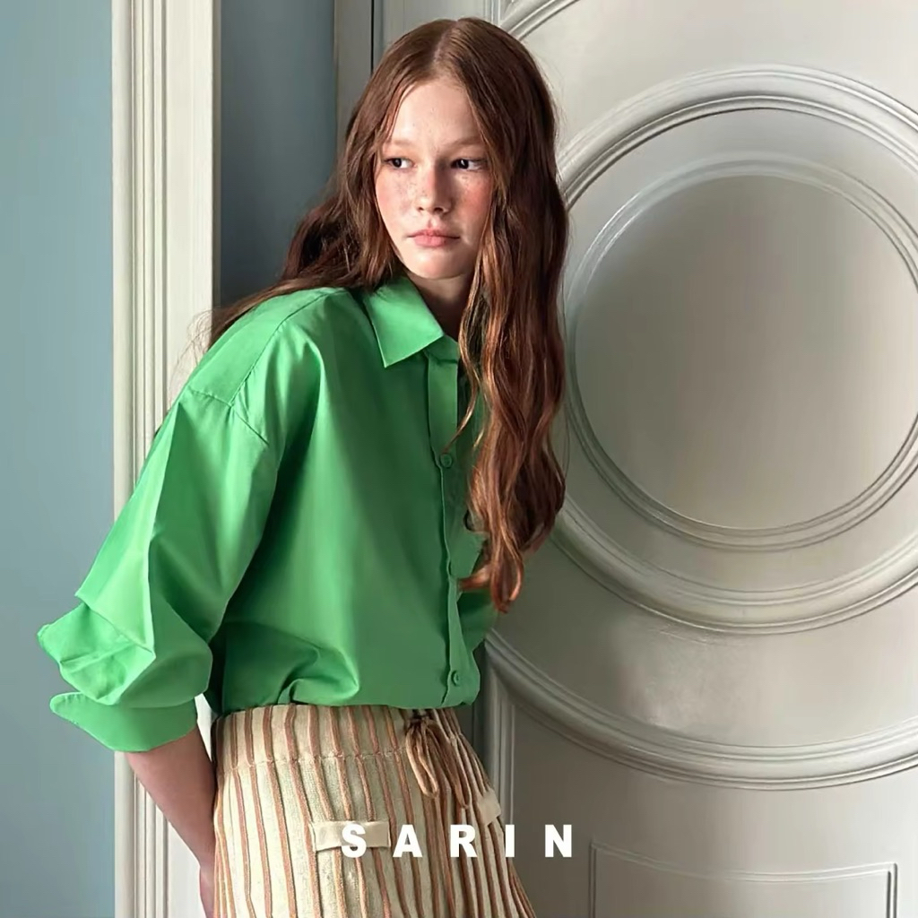 Sarin Herr Shirt, Women's Shirt, สี Rich Green.