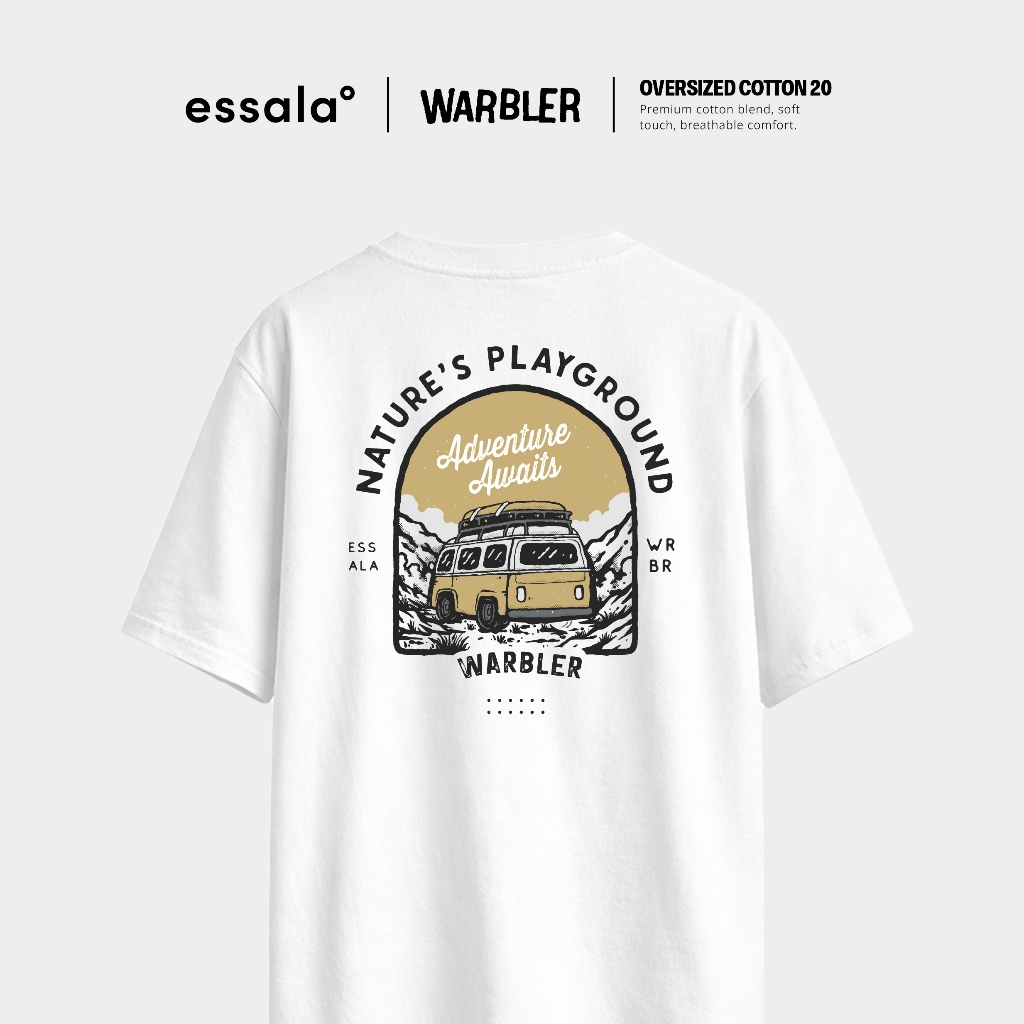 Essala Warbler COL. เสื้อยืดคอกลมโอเวอร์ไซส์ ผ้าคอตตอน 100% l Warbler Traveller