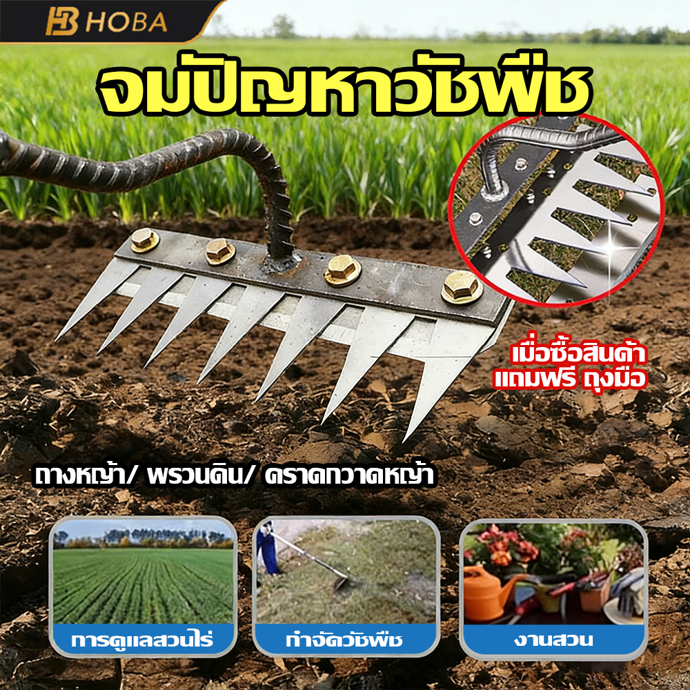 จอบตัดหญ้า คราดเหล็ก คราดตัดหญ้าเหล็ก คราดทำสวน อุปกรณ์ทำสวน คราดมีด้ามจับ ผลิตในประเทศเยอรมนี ไม่เลวเลยสำหรับสิบปี