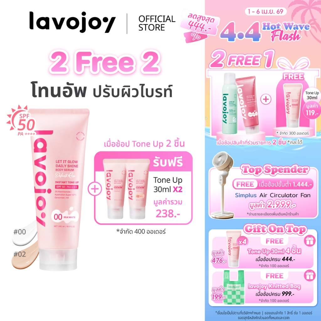 lavojoy Let It Glow Daily Shine Body Serum Delicate Rose180ml. tone up โทนอัพ เนื้อเซรั่ม ปรับผิวกระ
