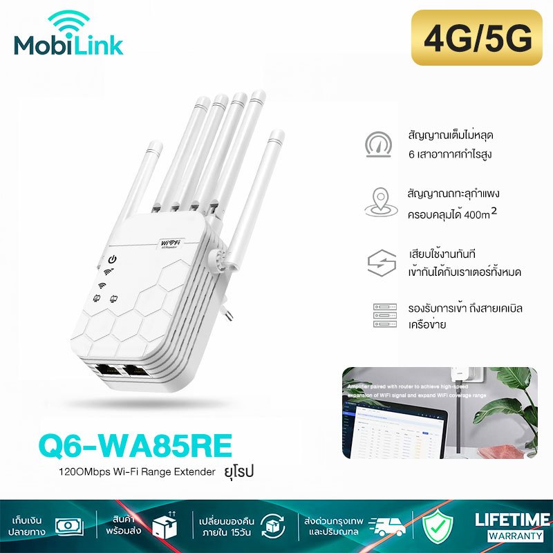 [พร้อมส่ง] MobiLink 1200Mbps ตัวขยายสัญญาณ WiFi 5GHz เร็วสูงตลอดไม่จำกัด ขยายสัญญาณไวไฟ WiFi Range Extender