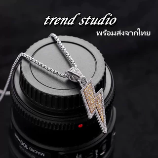 สร้อยคอทรงสายฟ้า สร้อยคอสไตล์ฮิปฮอปประดับเพชร จะไม่ลอกหรือเปลี่ยนเป็นสีดำ ซีรีส์สร้อยคอเพชรแฟชั่น