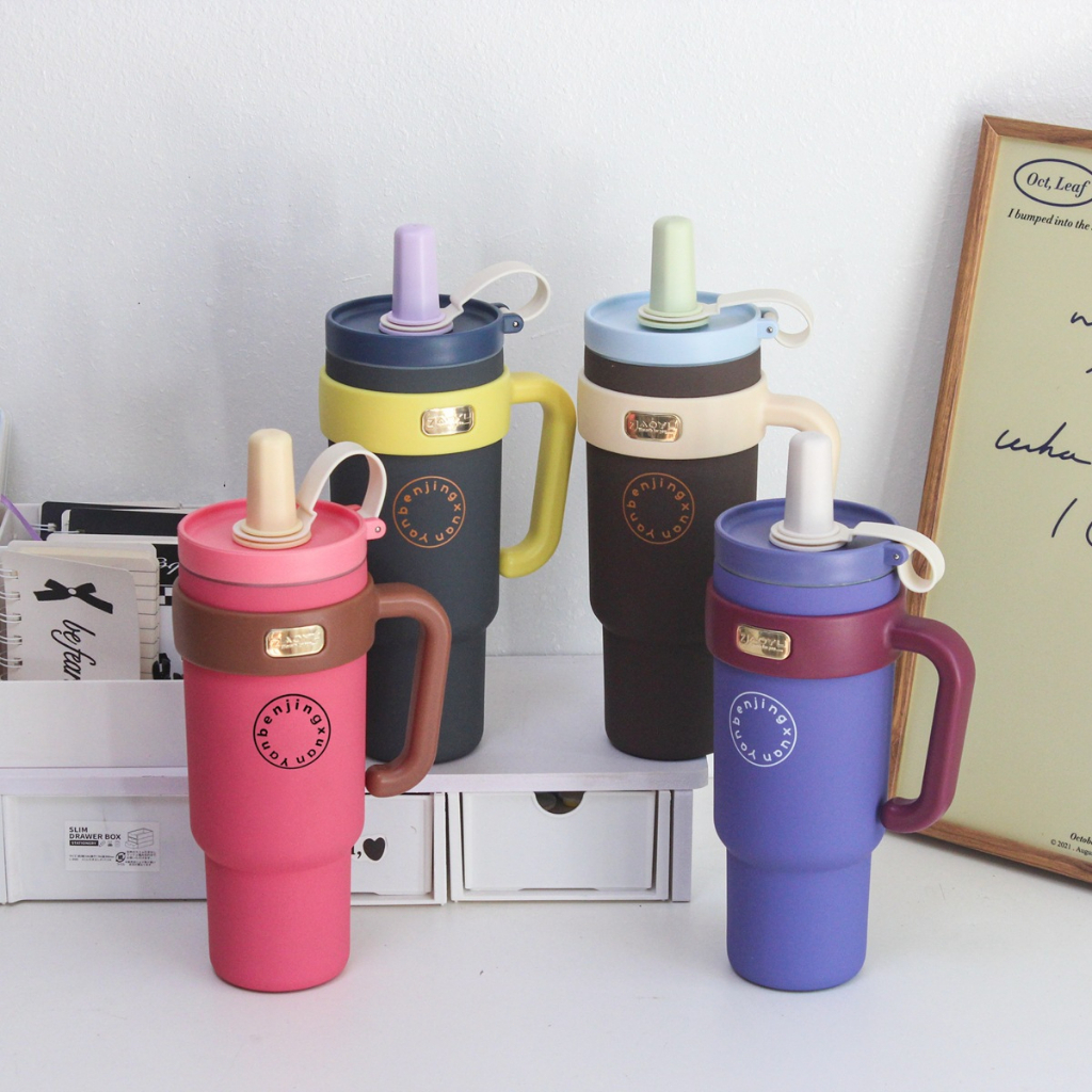 แก้วสแตนเลส ใหม่การ์ตูน 1000ML เคลือบเซรามิก แก้วเยติ 316 กระติกน้ําเก็บอุณหภูมิ ความจุขนาดใหญ่