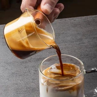 HOMEC ถ้วยตวงด้ามไม้ แก้วตวงกาแฟ Measuring Cup แก้วตวงกาแฟปากคู่ สำหรับตวงกาแฟ ตวงนม 75ml 150ml