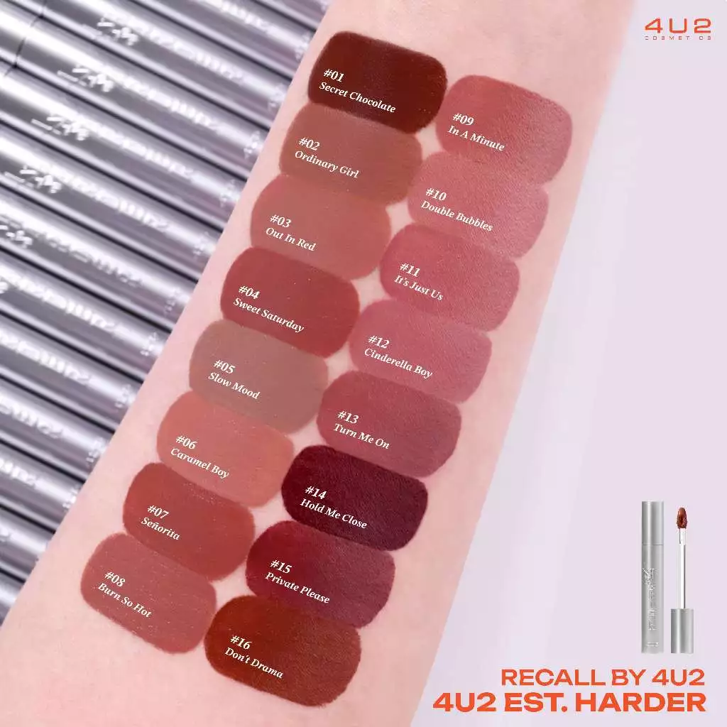 4U2 EST.HARDER Recall ลิควิดลิปแมท เนื้อลิปนุ่ม ไม่ตกร่อง ปากไม่ตึง ลิปแมต สีชัด ลิป harder 4u2 thumbnail 4