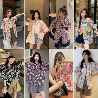 cherryshop พร้อมส่ง เสื้อแขนสั้นลายดอกไม้สุดน่ารักสำหรับผู้ห…