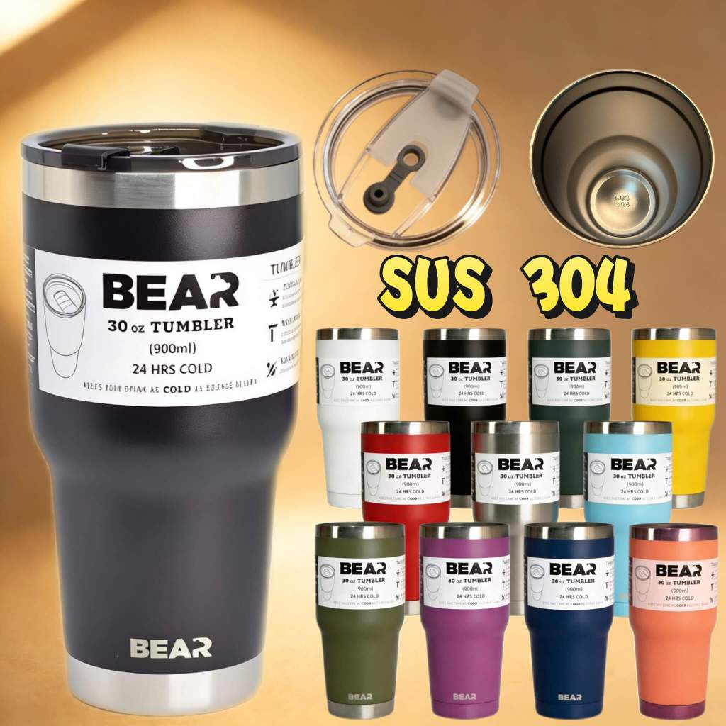 แก้ว BEAR ขนาด 30 ออนส์ สีด้าน สแตนเลส 304 ของขวัญ: ชุดหลอดสแตนเลส มันสามารถกักเก็บความร้อนได้นาน
