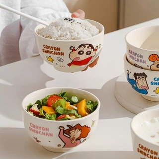 【ของแท้】Shinchan ชินจัง ชุดชามเซรามิค 4 ใบ 4.5 นิ้ว ลายน่ารัก กล่องเซ็ตหรู ของขวัญวันหยุด ใส่ข้าว ซุป ของหวาน ไมโครเวฟ