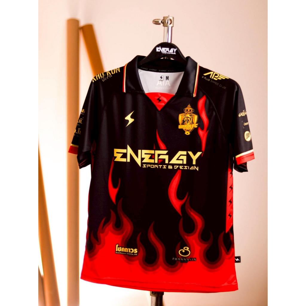 เสื้อแข่ง วารินเอฟซี สีดำลายไฟ ENERGY x WARIN FC WR-03 ใส่ได้ทั้งหญิงและชาย เสื้อยืด เสื้อกีฬาSportswear 2025