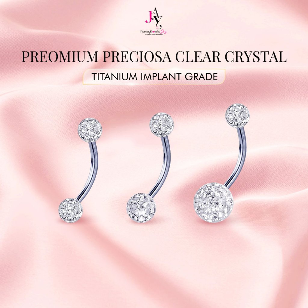 Piercingroom by Jay จิวสะดือ Preomium Preciosa Clear Crystal Titanium G23 เกรดการแพทย์ (ราคาต่อชิ้น)