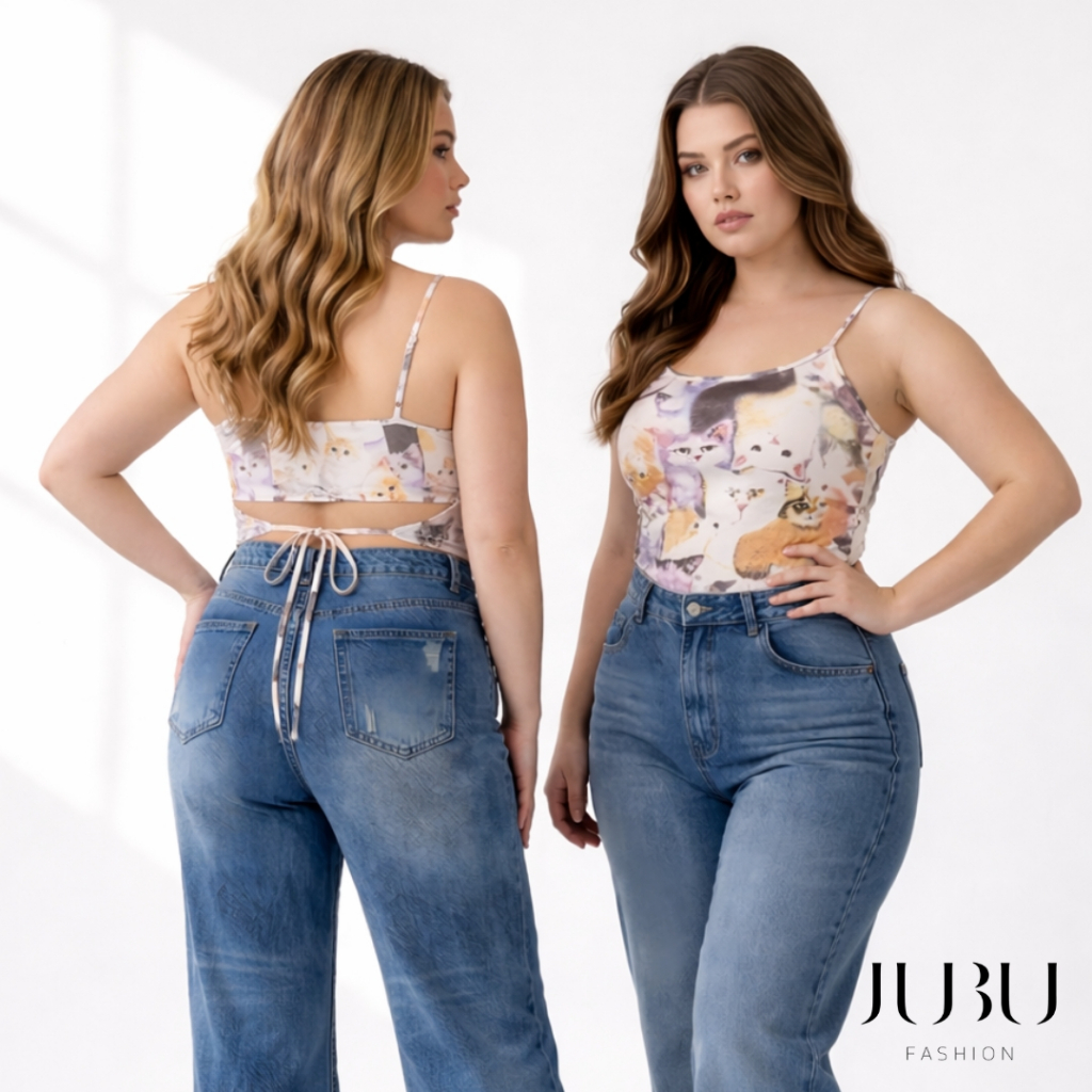 JUBUFASHION เสื้อสายเดี่ยวคละลาย สายเดี่ยวผูกหลัง#486