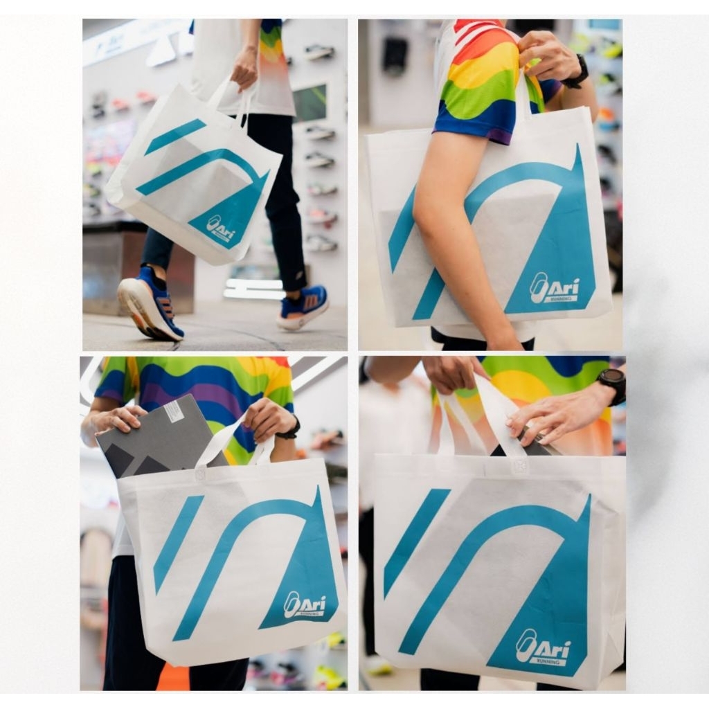 ARI RUNNING SPUNBOND BAG ถุงผ้าอเนกประสงค์ สีขาว จาก Ari Running Shop ขนาดใหญ่ 40×33.5×15 ซม.(16"×13