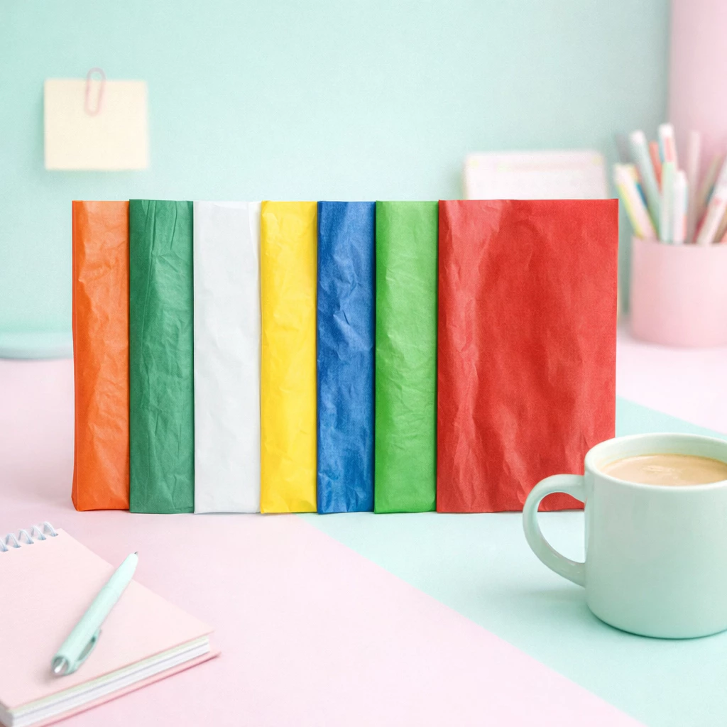 กระดาษ กระดาษแก้ว คละสี ขนาด 50*75 cm. แพ็ค 20,30 แผ่น (เลือกสีทักแชท)