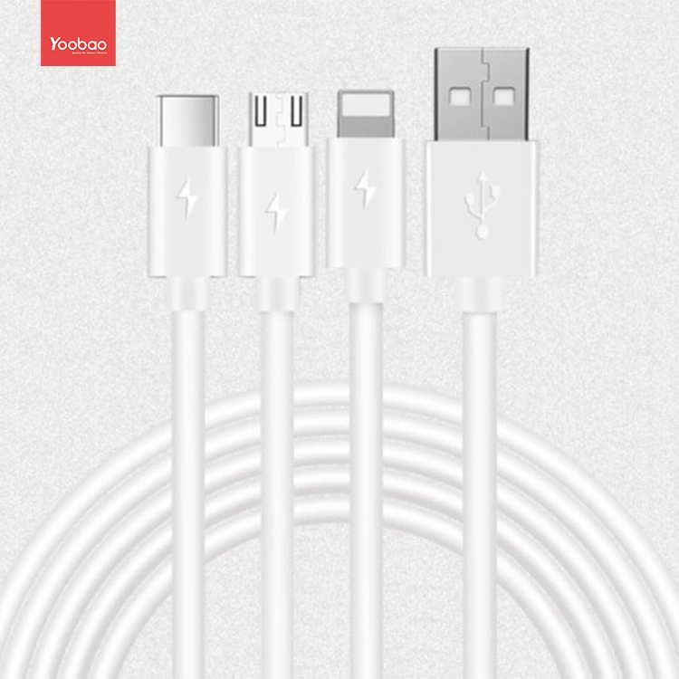 Yoobao YB-433 3.4A 3 in 1 Fast Charging Data Transfer Cable 1.2M App
