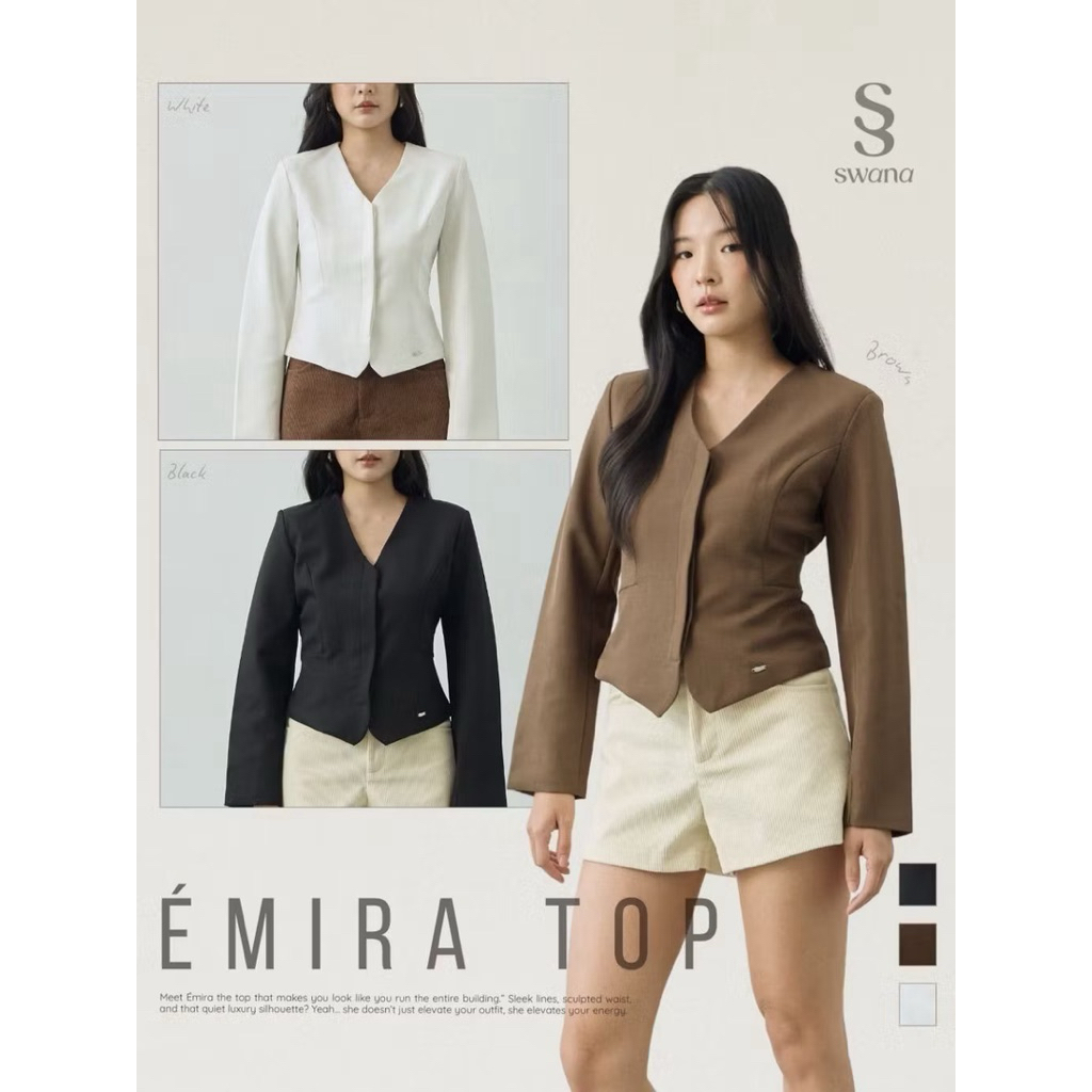 ส่งต่อ Swana.ss - Emira top แค่เสื้อ เสื้อแขนยาวคอวี