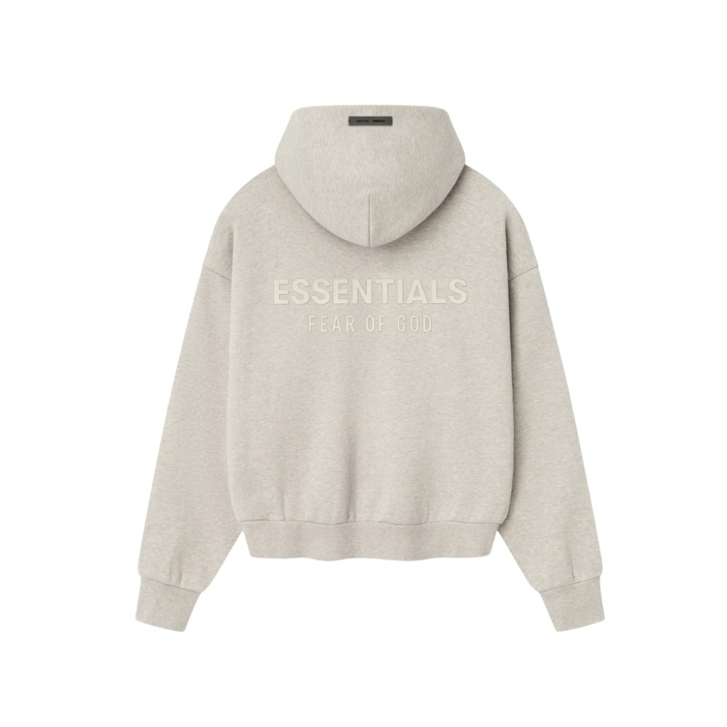 (ขายแต่ของแท้)Essentials Classic Fleece Zip Up Hoodie Heather Stone - 25SS