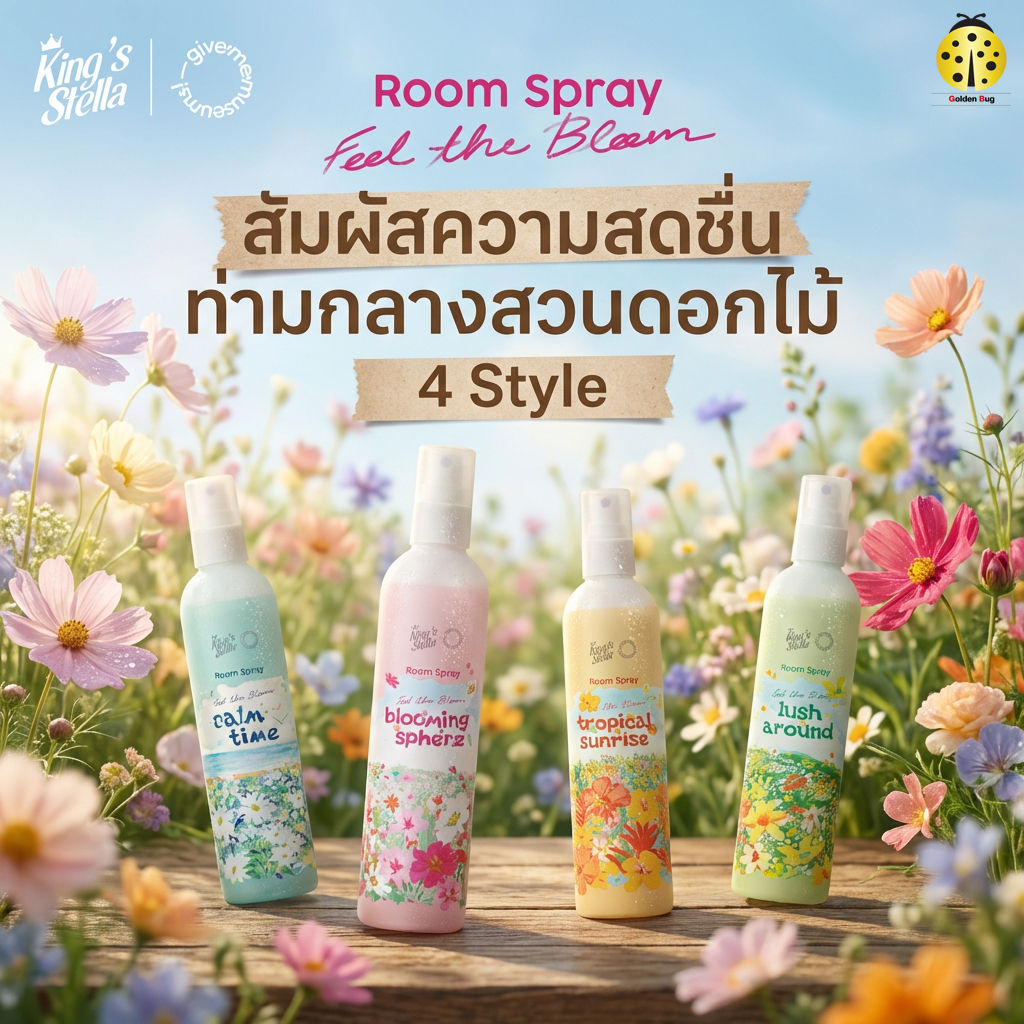King's Stella x คิงส์สเตลล่า ฟีล เดอะ บลูม สเปรย์น้ำหอมปรับอากาศ 200 ml