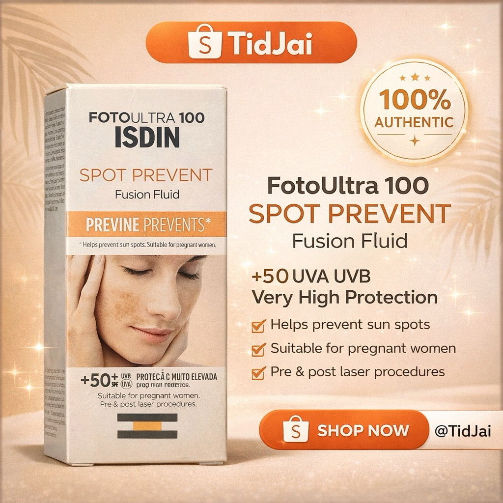 ISDIN FotoUltra 100 Spot Prevent SPF50+ กันแดดป้องกันฝ้า กระ สูตรน้ำ บางเบา