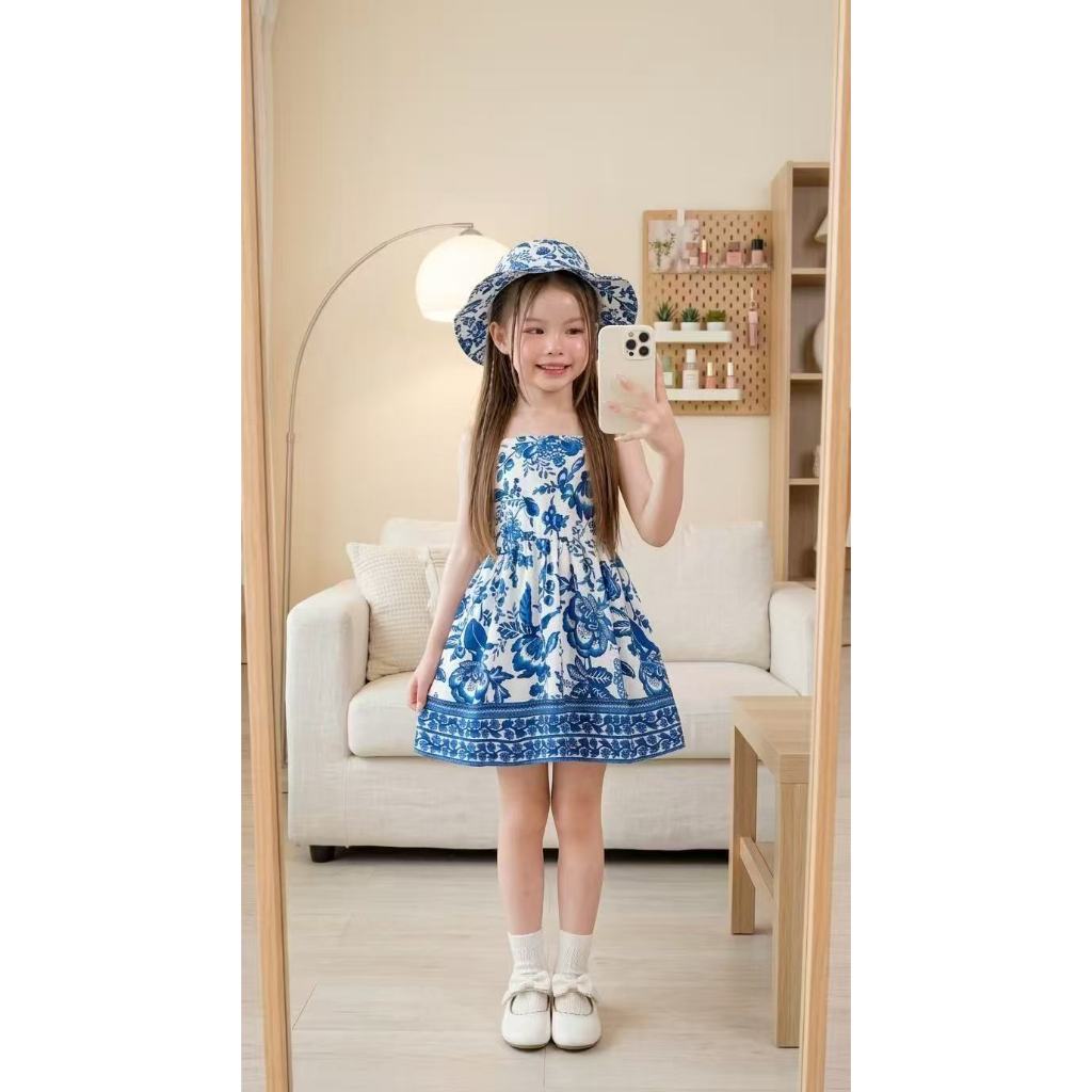 พร้อมส่ง ฐ56 8478 เดรสบลูโน้