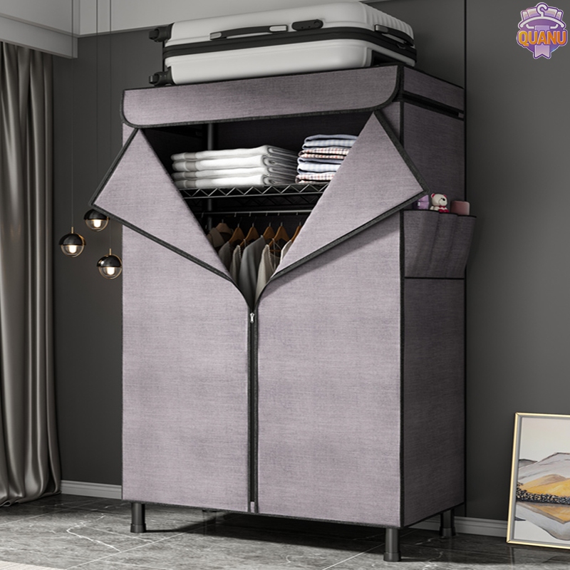QUANU ตู้เสื้อผ้า ตู้เสื้อผ้าผ้า  70/90/118CM ราคาถูก ตู้ใส่เสื้อผ้า  ตู้เสื้อผ้าเดี่ยว ผ้าใบ ตู้ผ้า 【ส่งในวันเดียวกัน】