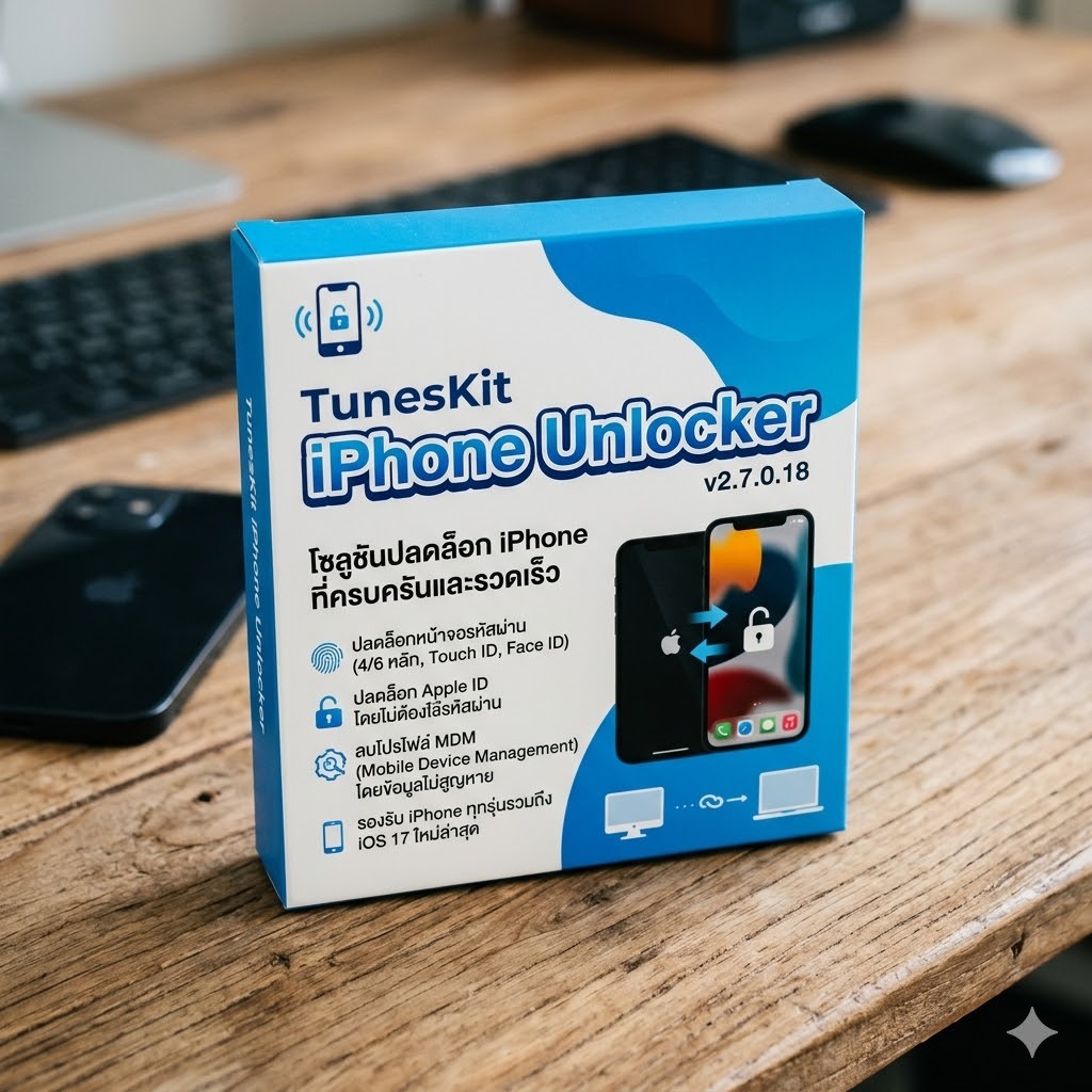 TunesKit iPhone Unlocker (v2.7.0.18)โปรแกรมปลดล็อคหน้าจอ ลบ Apple ID ทะลุ MDM(Boxed Version)(รองรับW