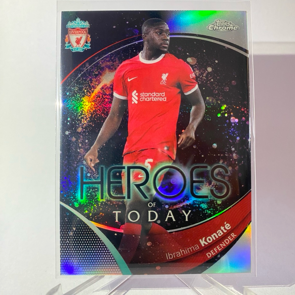 การ์ดนักฟุตบอล IBRAHIMA KONATE, LIVERPOOL, (refractor), HEROES OF TODAY, TOPPS CHROME 2024