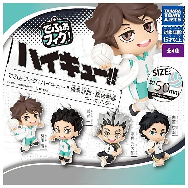 [4 set complete] Haikyu Defo Fig Aoba Johsai Fukurodani Academy Keychain Anime Manga Volleyball Char