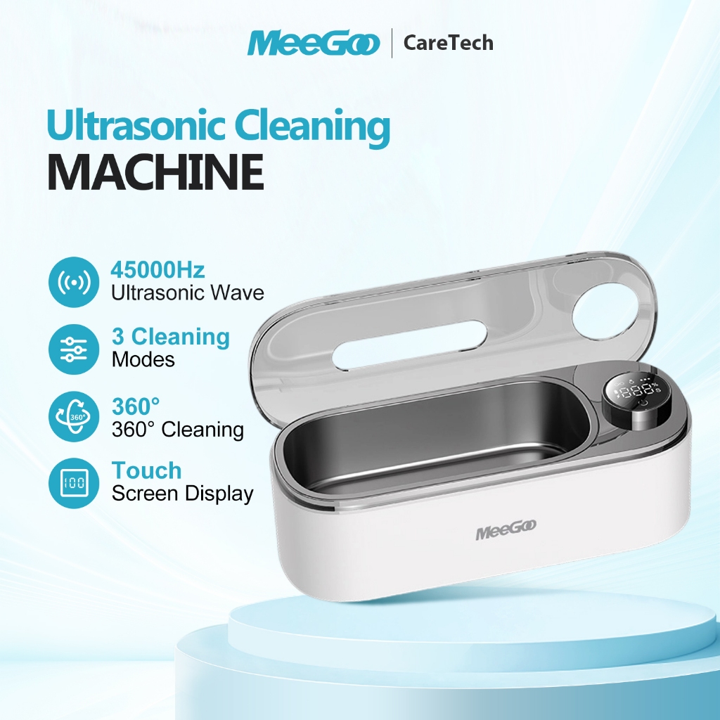 MeeGoo เครื่องล้างอัลตราโซนิก 45000HZ แบตเตอรีไร้สาย 3 โหมด ล้างแว่น นาฬิกา เครื่องประดับ ภายในบ้าน