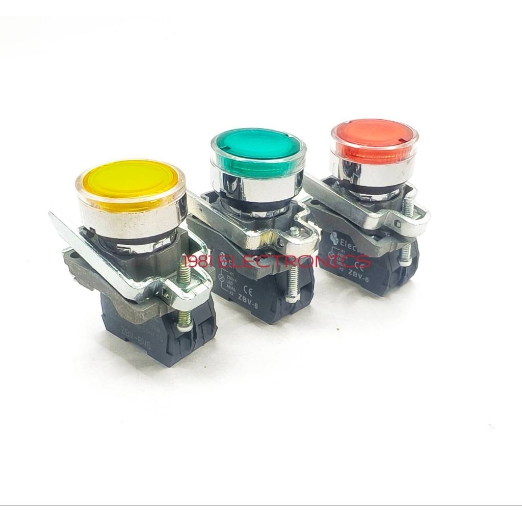 1ตัว สวิตช์กดไม่ล็อค กดติดปล่อยดับ22มิล ไฟ 24VDC 220VAC Push Button Switch 22MM. XB4-BW XB4-BW3361 X