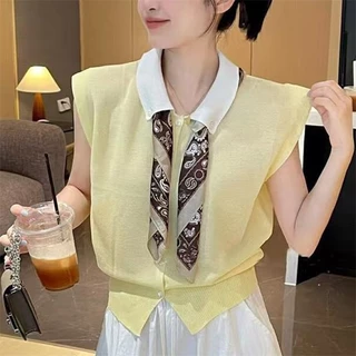 พร้อมส่งในไทย** เสื้อคอปก ใส่ทำงาน มีผ้าพันคอแยกชิ้น ส่งด่วนกทม. Y332