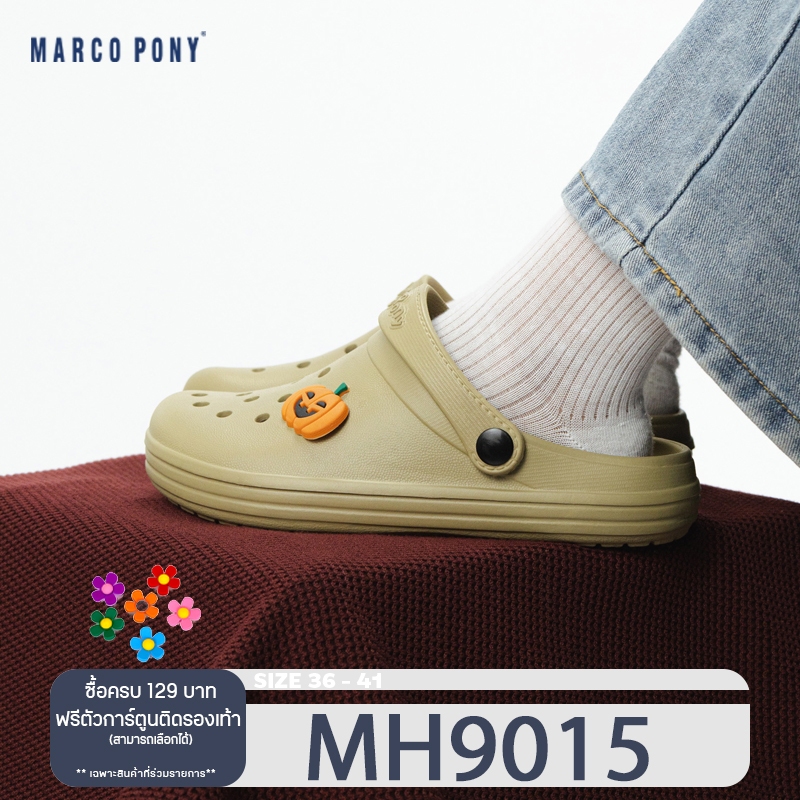 Marco Pony รองเท้าผู้หญิง แบบสวม แตะเปิดส้น รองเท้าหัวโตผญ รัดส้น พื้นหนาใส่สบาย MH9015W
