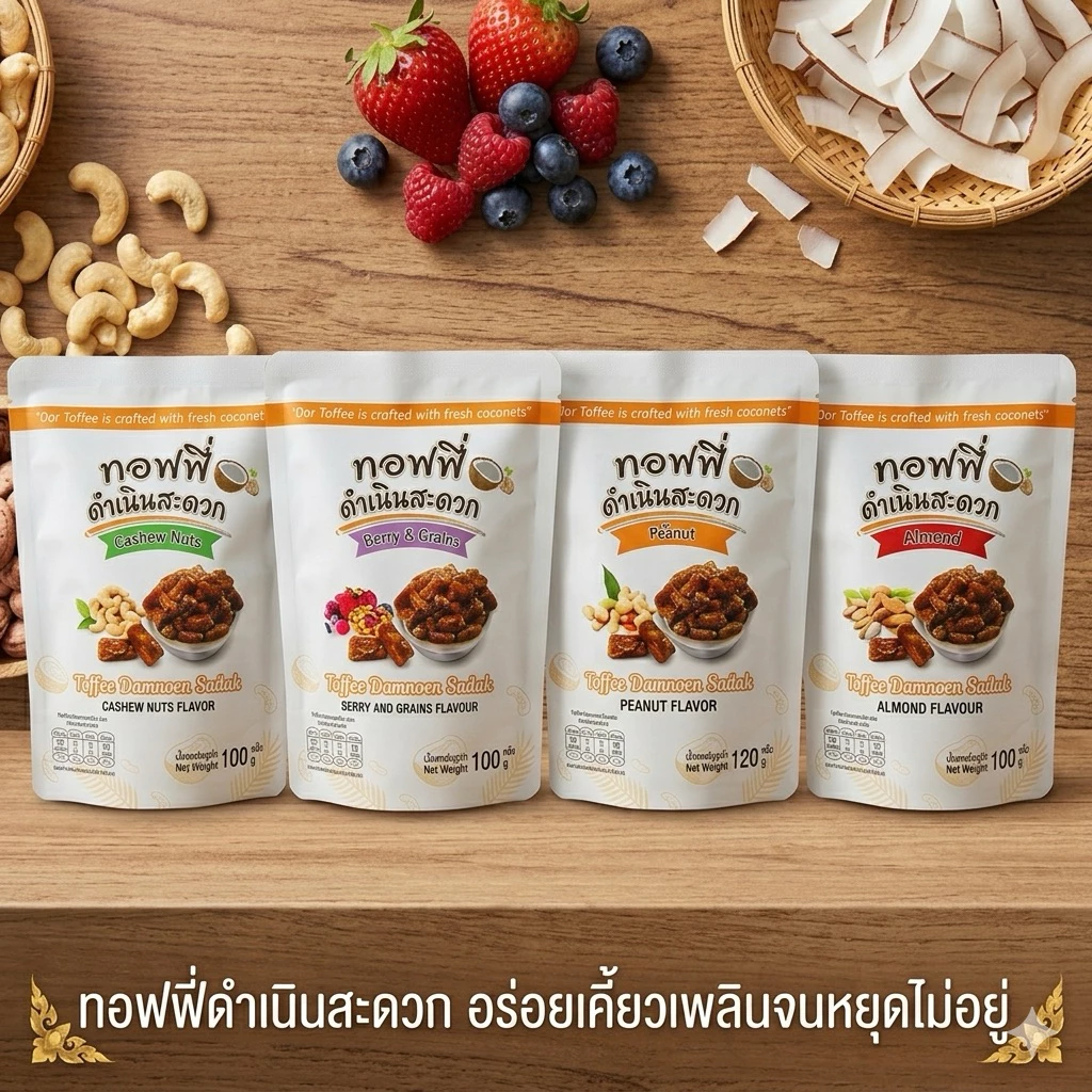 ทอฟฟี่ดำเนินสะดวกคละ4รส4ถุง