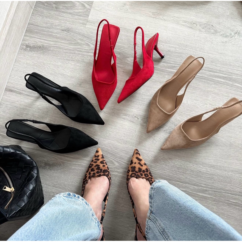 [พร้อมส่ง] WEAR.SOUL #S573-Pointed Toe Slingback รองเท้าส้นสูง หัวแหลมรัดส้น