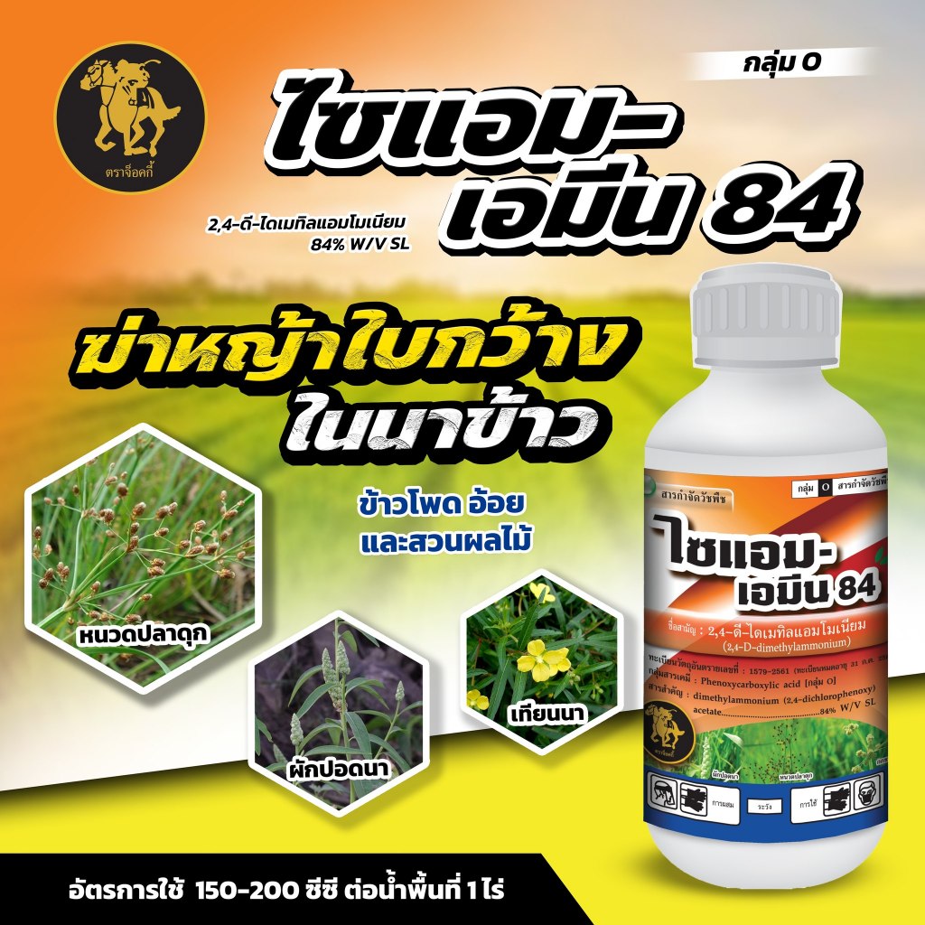 เอมีน85 ( 1L )  2,4-ดี ไดเมทิลแอมโมเนียม ทูโฟดีน้ำ กำจัดวัชพืชใบกว้าง กก หนวดปลาดุก ผักบุ้ง โสน