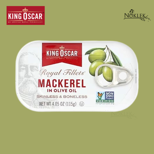 ปลาแมคเคอเรลในน้ำมันมะกอก คิงออสการ์ KING OSCAR MACKEREL IN OLIVE OIL ขนาด 115 กรัม