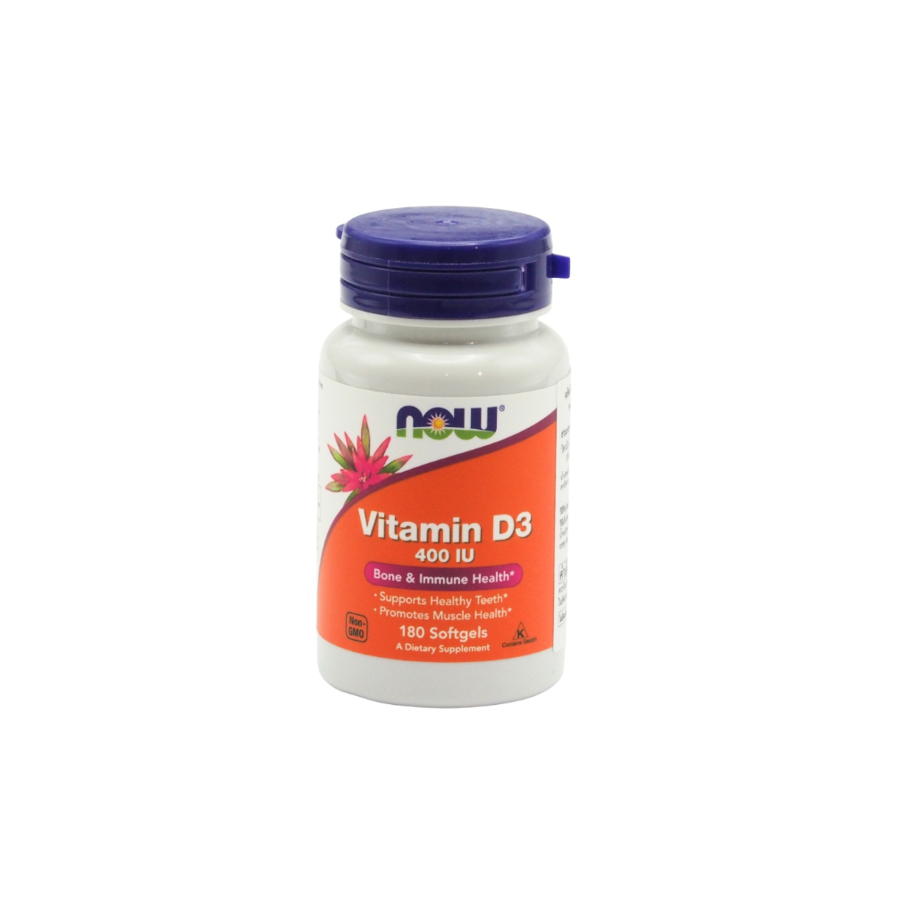 Now Foods Vitamin D3 400 IU 180 Softgels นาวฟู้ดส์ วิตามินดี 3 400IU