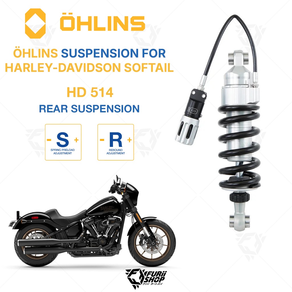 โช้คหลัง OHLINS HD514 For Harley-Davidson Softail Street Bob 2018-2025, Slim 2018-2021, Deluxe 2018-