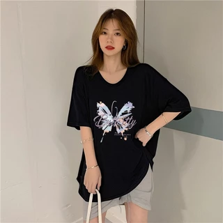 เสื้อยืดแขนสั้นแบบหลวมผู้หญิงแฟชั่นฤดูร้อน oversize เสื้อผ้าสาวอวบคนอ้วนไซส์ใหญ่ เสื้อโอเวอร์ไซส์สไตล์เกาหลี ผ้าใส่สบาย