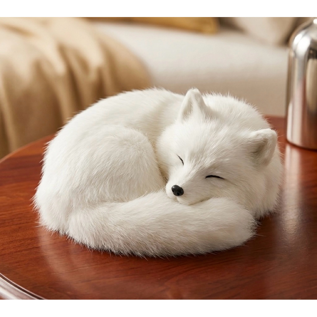 ตุ๊กตาจิ้งจอกหลับ ขนฟูนุ่มเสมือนจริง  ของตกแต่งบ้านเกรดพรีเมียม