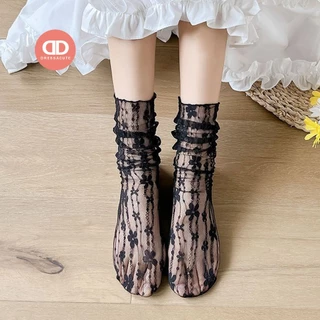💙 DRESSACUTE S102 / S103 / S104 ถุงเท้าผู้หญิงแบบบาง แต่งลูกไม้