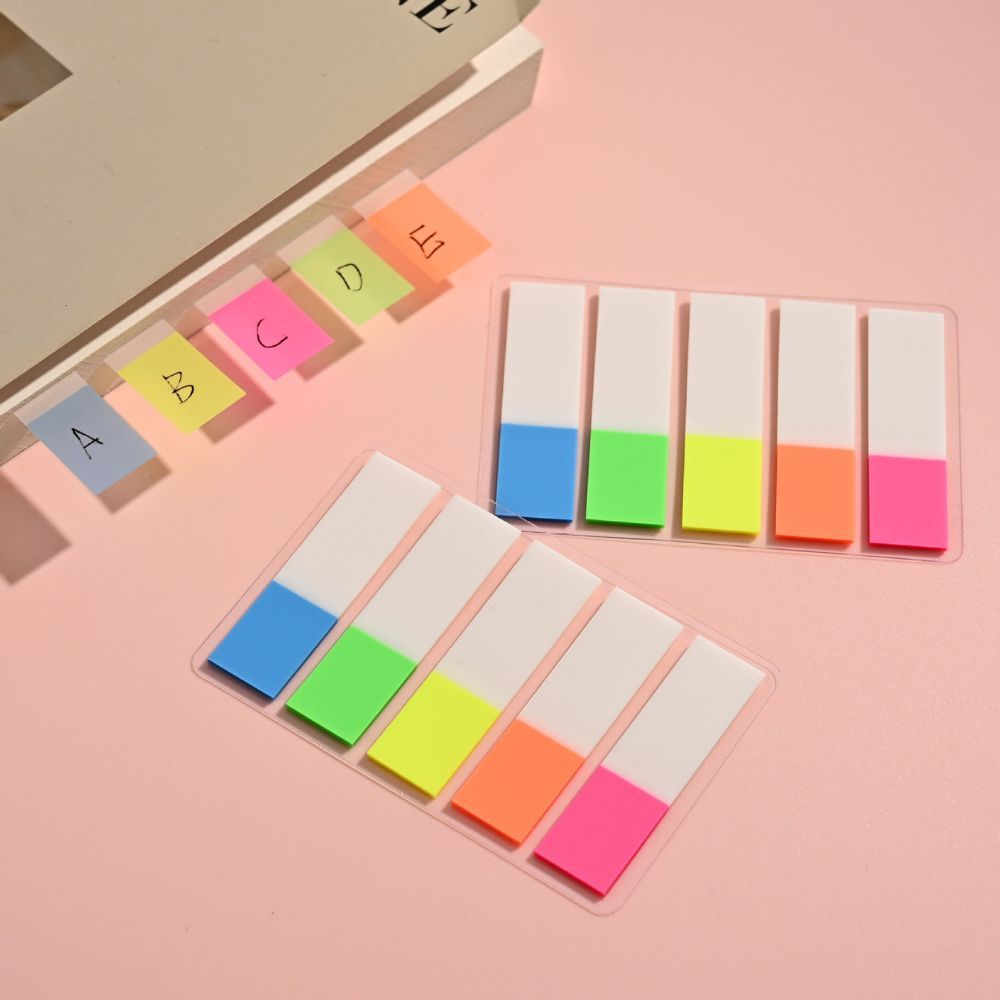 Index Sticker สติกเกอร์โน๊ต สีไฮไลท์ แบบพลาสติก ( Set 5 สี / สีละ 20 แผ่น ) ติดขั้นหน้ากระดาษ สีสันสดใส ส่งจากไทย!!! ราคา ถูกที่สุด ดีลบีเคเค แกลเลอรีภาพที่ 7