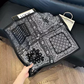 ผ้าพันคอซิลค์ มีให้เลือกกว่า 100 แบบผ้าโพกผม 70 ซม. ลายวินเทจ สายแฟ สงกรานต์ ทะเล [BD-SC]