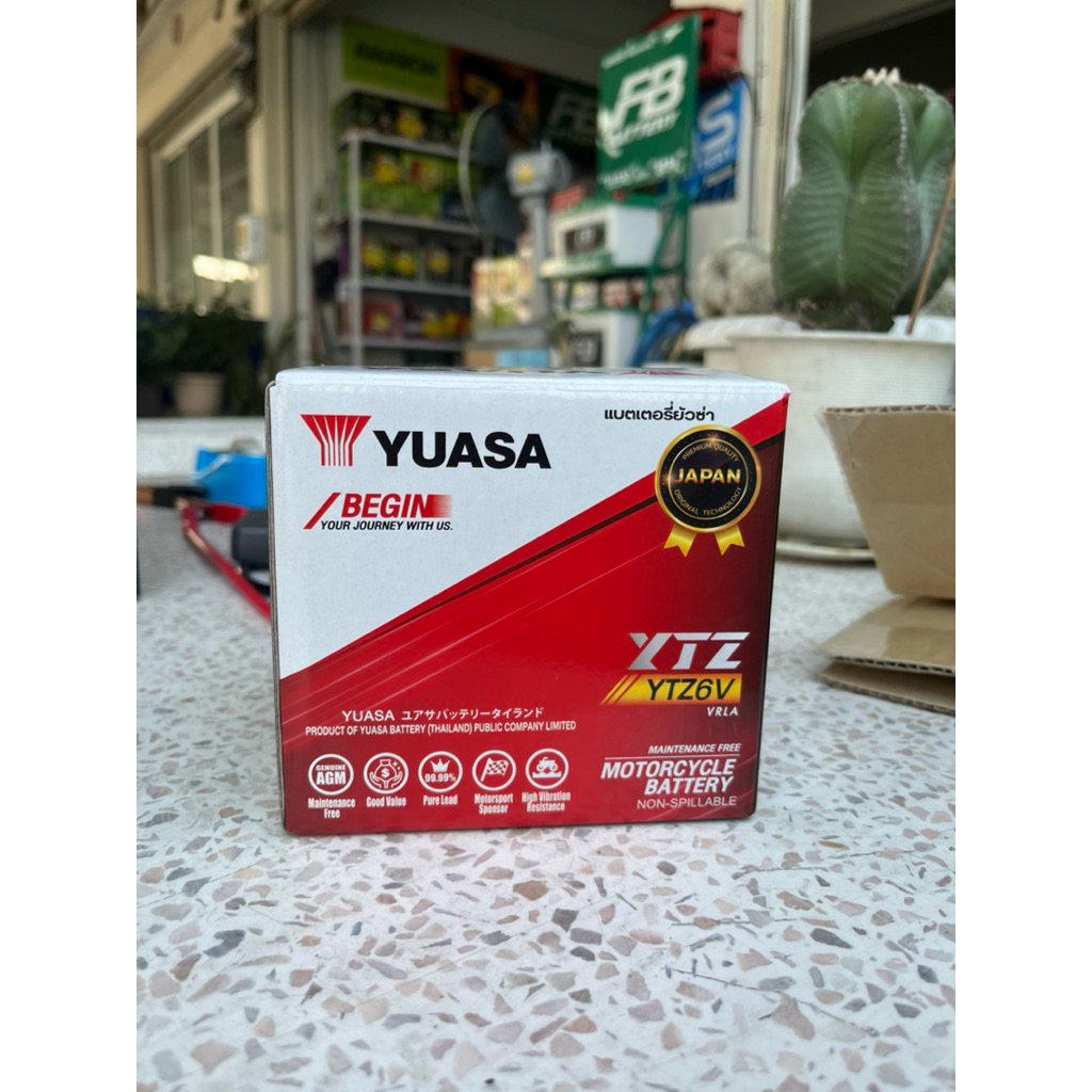 แบตเตอรี่ Yuasa รุ่น YTZ6V (12V 5.3Ah) แบตเตอรี่แห้ง ไม่ต้องชาร์จไฟ
