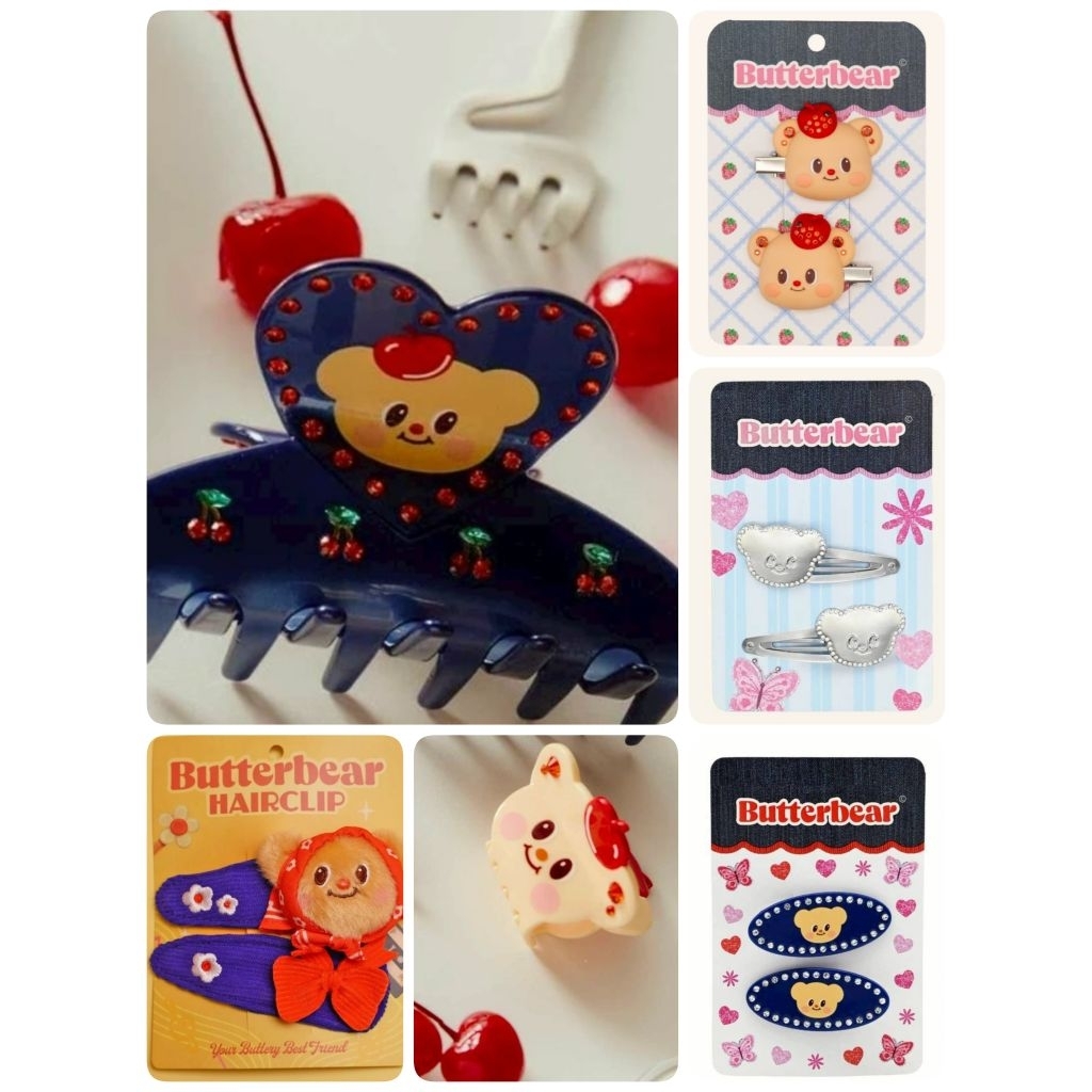 พร้อมส่ง Butterbear กิ๊บหนีบเชอร์รี่​ กิ๊บเดนิมไดมอนด์ กิ๊บน้องเนยผ้าโพก แท้ช็อป100%