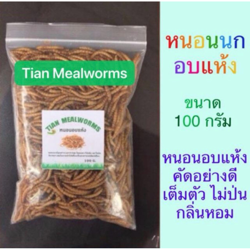 หนอนนกอบแห้ง Dried Mealworms 100 กรัม. 🐛 (Pet)ชูการ์,หนูแฮมเตอร์,เม่นแคระ,นก,ปลา