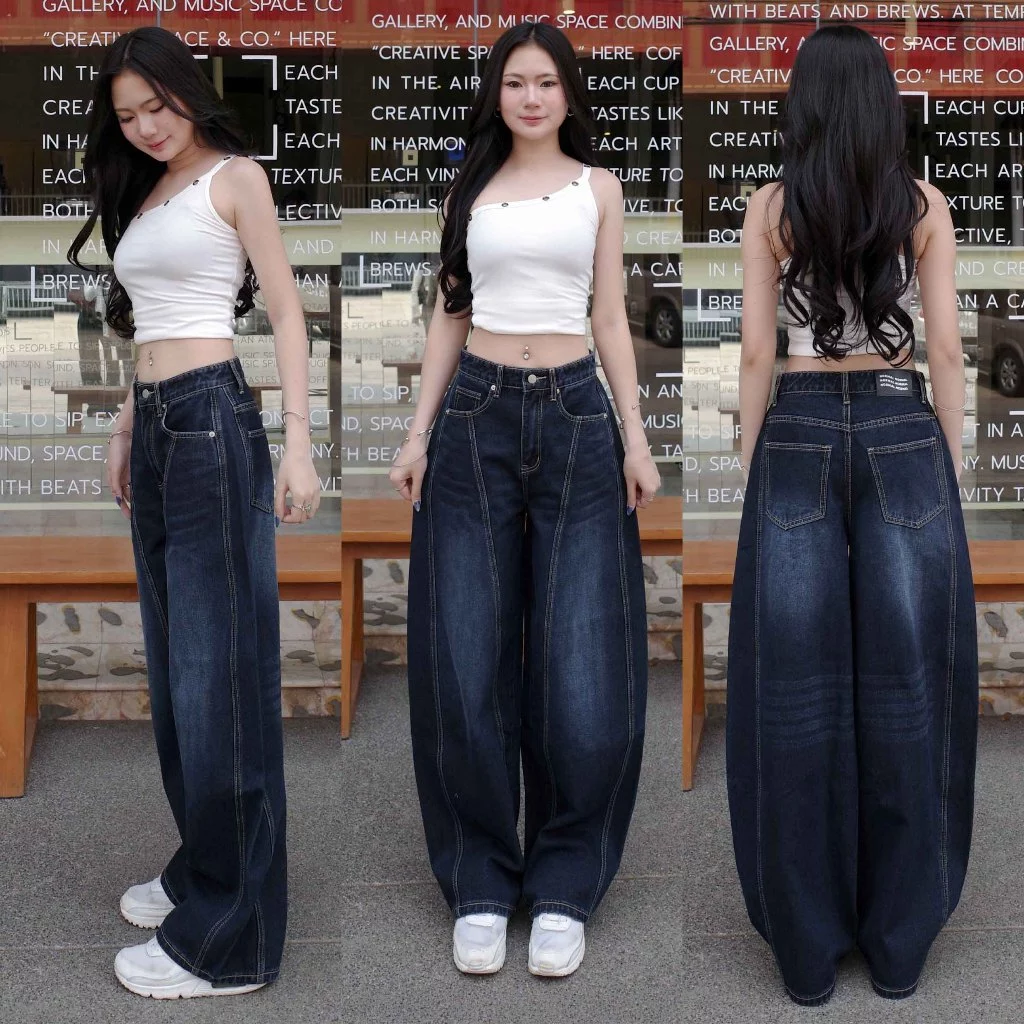 กางเกงยีนส์ทรงบาร์เรล รุ่น Warp Jeans